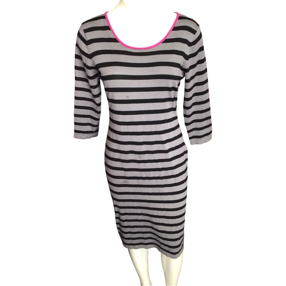 Derek Heart | Dresses | Derek Heart Gray And Black Striped Dress With Pink  Trim | Poshmark